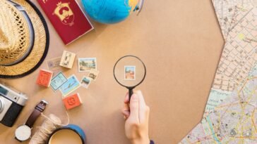 Illustration of a traveler holding passport and suitcase, symbolizing moving abroad for easy permanent residency.