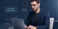 Illustration of a digital marketer targeting a niche audience with content strategy in 2025